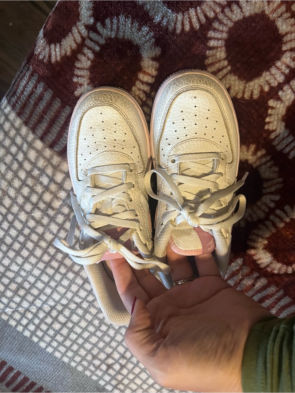 Nike Kids White Sneakers with Light Pink Accents